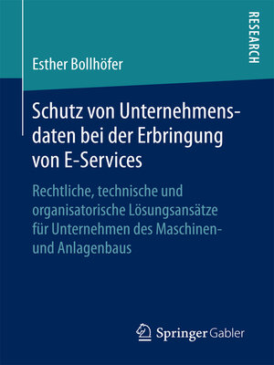 cover image of Schutz von Unternehmensdaten bei der Erbringung von E-Services